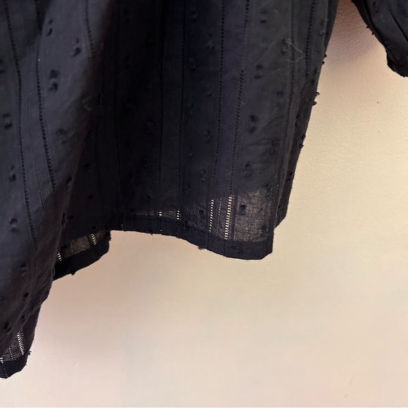 Cupio black ruffle smocked embroidered blouse with square neckline size L - Picture 4 of 10